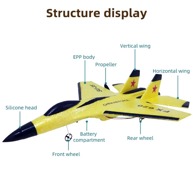 SU35 RC Plane FX620 FX820 2.4G Remote Control Flying Model Glider Airplane With LED Lights Aircraft Foam Toys For Children Gifts Econic Blanks