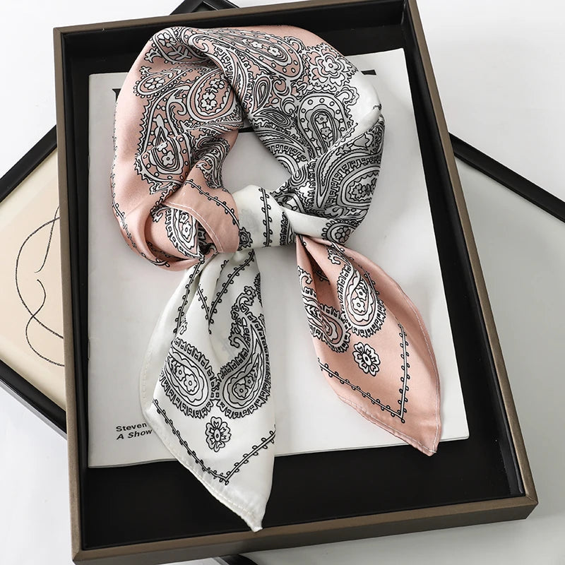 2025 New Fashion 70X70cmPrinted Women's Scarf Pashmina Silk Scarf Square Shawl Decorative Headband Neck Luxury Design Bandana Quick Pick Grocers
