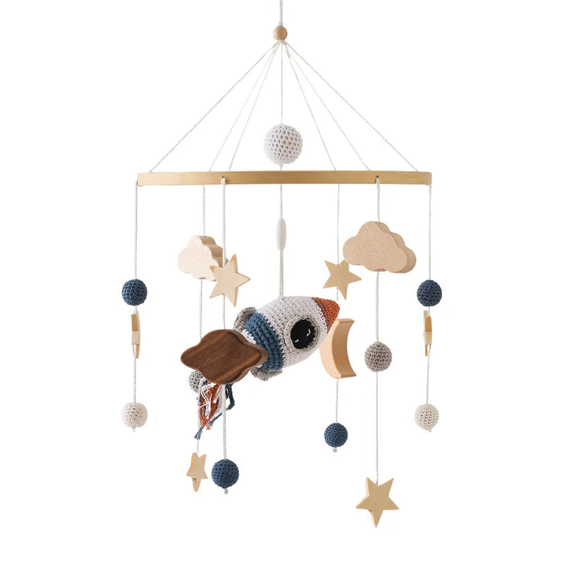 Baby Wooden Bed Bell Cartoon Rabbit Mobile Hanging Rattles Toy Hanger Crib Mobile Bed Bell Wood Toy Holder Arm Bracket Kid Gifts Purest Peak
