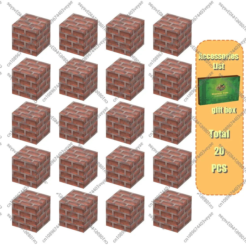 Magnetic Building Blocks Mine World Magnet Cube Set for Boy Girl Kid Age 3+ DIY Model Children Stem STEM Sensory Toy Gift Econic Blanks