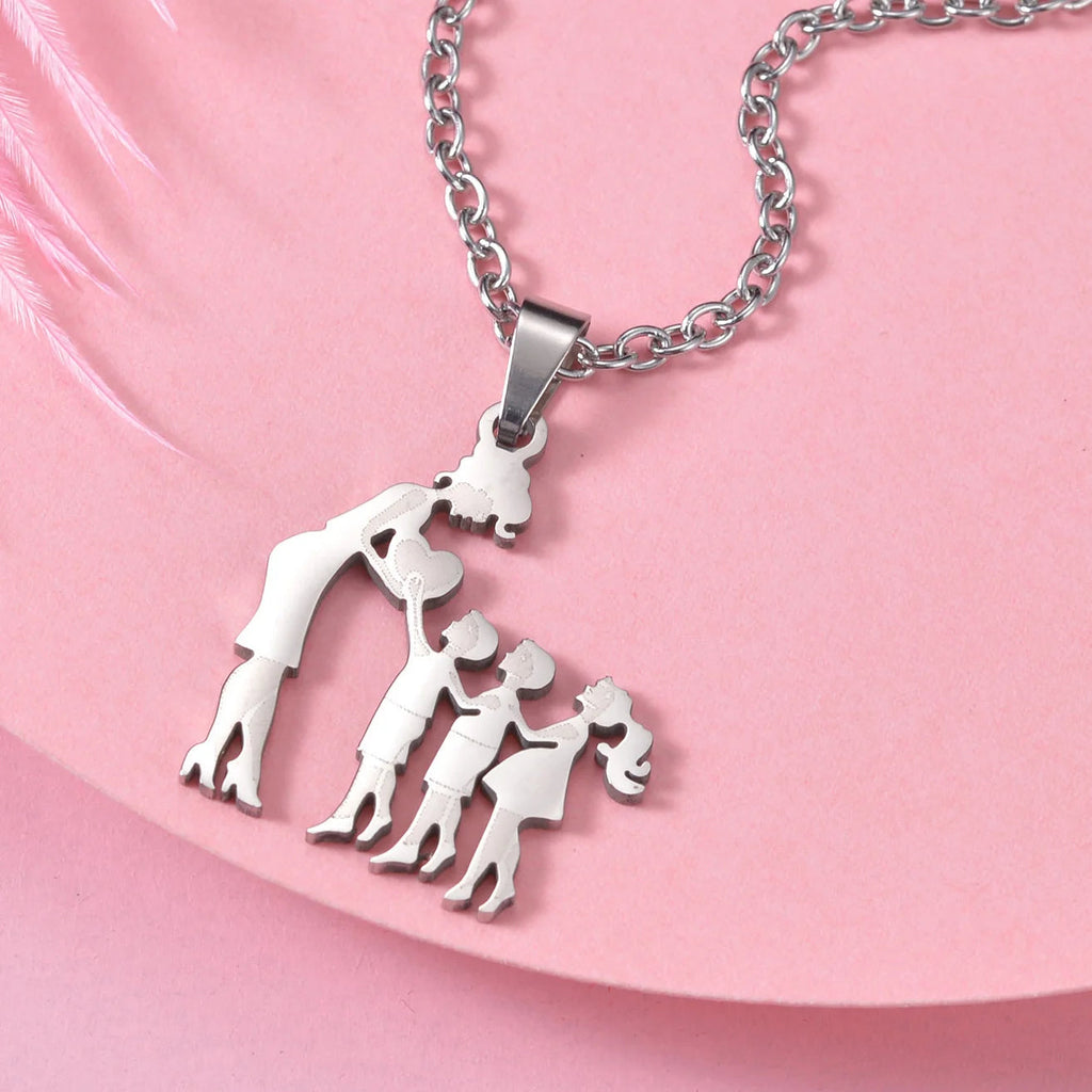 Girls Boy Children Stainless Steel Family Necklaces Mama Pendants Necklace Birthday Gifts For Women Jewelry Mother's Day Jewelry Quick Pick Grocers
