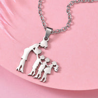 Girls Boy Children Stainless Steel Family Necklaces Mama Pendants Necklace Birthday Gifts For Women Jewelry Mother's Day Jewelry Quick Pick Grocers