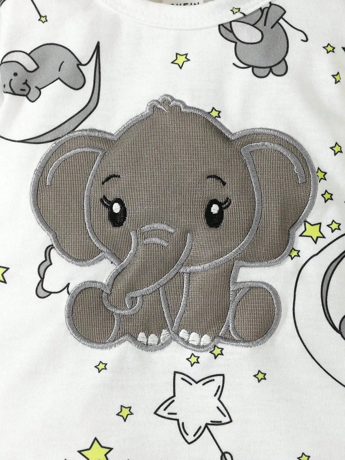 2pcs Baby Cute Cartoon Elephant Pattern Embroidery Long Sleeve Romper With Hat Econic Blanks