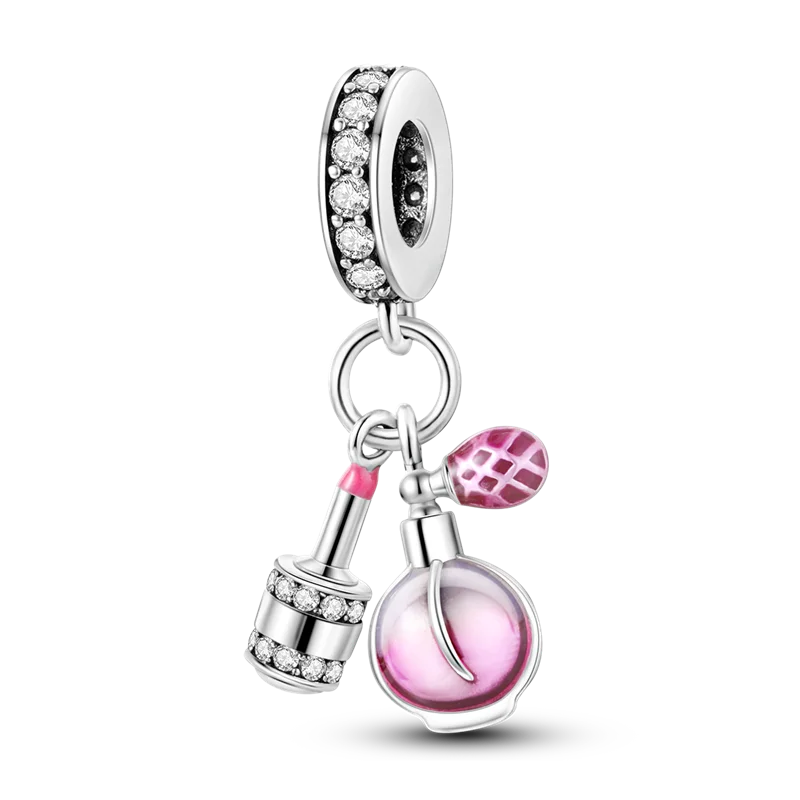 2025 Hot Sale Charms Bead 925 Sterling Silver Pink Butterfly Luminous Firefly Dangle Fit Bangle Bracelet Necklace DIY Jewelry Econic Blanks