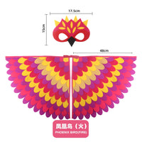 Bird Cosplay Costume Stage Performance Owl Peacock Wings Bird Felt Cape with Mask for Girls Boys Halloween Party Cloak Quick Pick Grocers