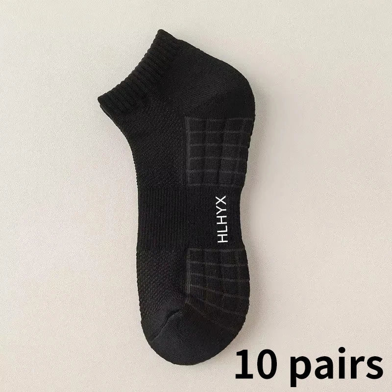 10pairs HLHYX Socks Men's Cotton Deodorant Winter Towel Bottom with Mid-tube White Stockings Thickened Sports Basketball Socks Quick Pick Grocers
