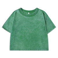 100% Cotton Washed T-Shirts For Women Loose O-Neck Crop Tops Y2k Street Female Clothes Summer Casual Vintage Short Sleeve Tees Quick Pick Grocers