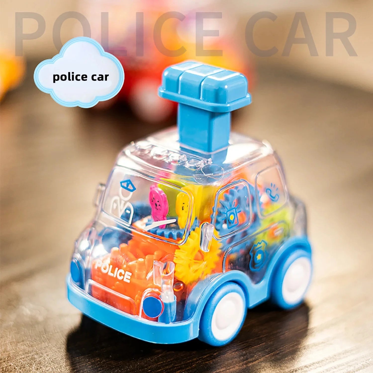 Baby Toy Cartoon Press Gear Car Toy Lnertia Pull-back Transparent Car Inertia Rebound Car Birthday Gifts for Kids Boys and Girls Quick Pick Grocers