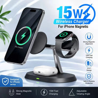 3 in 1 Magnetic Wireless Charger Stand for Magsafe iPhone 16/15/14/13/12 Apple Watch 8/7 & Airpods Pro Fast Charging Station Quick Pick Grocers