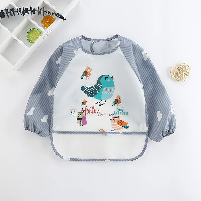 Waterproof EVA Full Sleeve Baby Bibs Children Apron Long Sleeve Feeding Smock Kids Eating Breastplate Infant Scarf Clothing Quick Pick Grocers