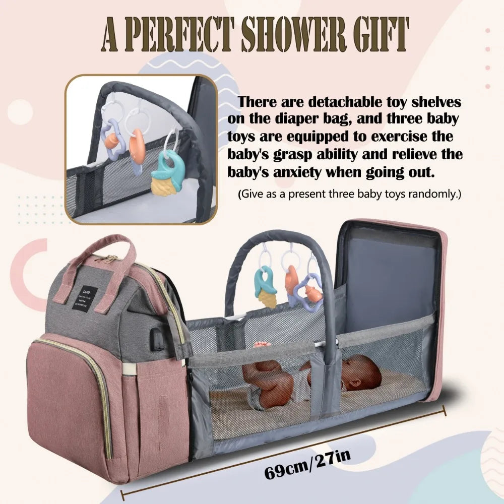 Mommy Bag Lightweight Portable Folding Crib Bed Large-capacity Travel Maternity Bags Baby Backpack Female Mommy Outting Bag Econic Blanks