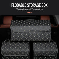 Car Trunk Organizer Box, Large Capacity, Auto Multiuse Tools, Storage Bag, Stowing, Tidying, Leather, Folding for Emergency Quick Pick Grocers