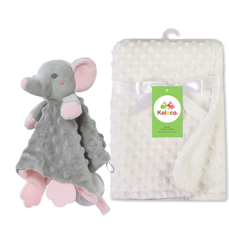 Personalized Newborn Baby Blanket with Name Custom Stroller Sleeping Dolls Animal Security Towel Gift Set for Baby Shower Gifts Purest Peak