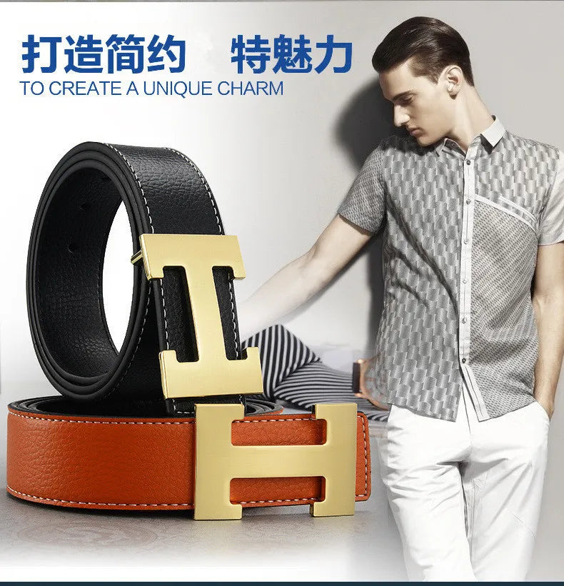 Width 3.8cm Famous Brand Belt Men Top Quality Genuine Luxury Leather Belts for Men Strap Metal Belt Fashion Women's Belt jeans Quick Pick Grocers