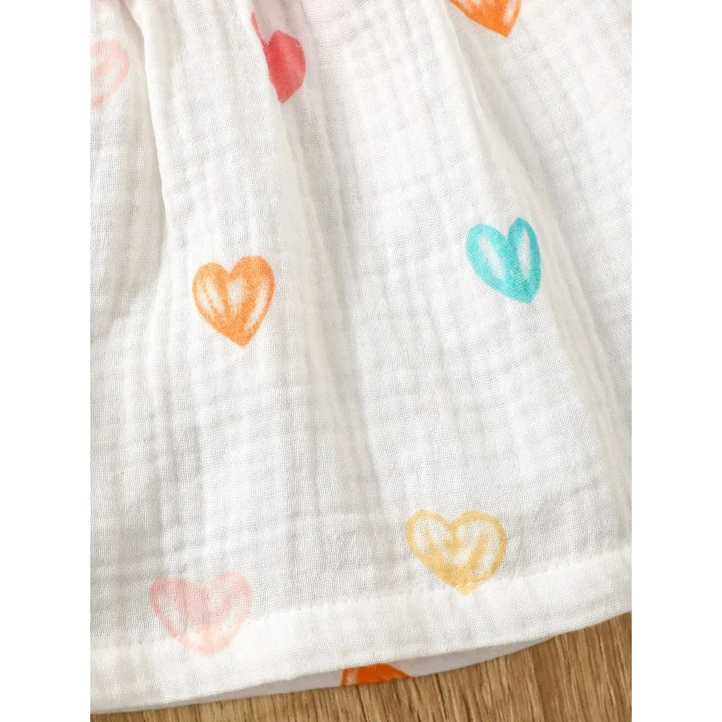 2PCS Dress Clothes Set Newborn Baby Girl Love Print Sleeveless Dress With Hat Summer Fashion Cute Wear for Infant Girl 0-9Months Econic Blanks