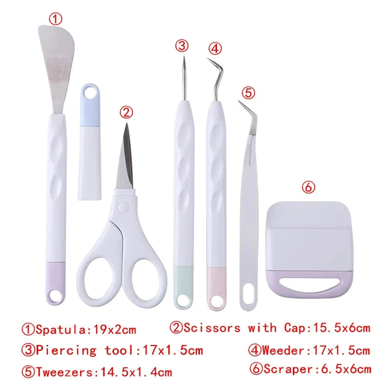 6pcs/set Craft Vinyl Weeding Tools Set Scrapbook DIY Silhouette Relief Carving Tool Kit For Cricut Maker Silhouettes Hand Tools Econic Blanks