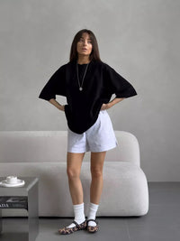 Hirsionsan Summer Casual Oversized T-shirts Women 100% Cotton Pink Loose Tees 2025 New Cusual Solid O Neck Female Aesthetic Tops Quick Pick Grocers