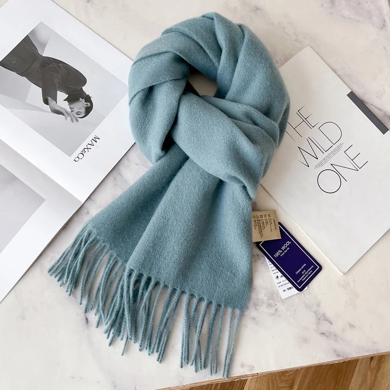 Winter Narrow Scarf 28 Color 100% Wool Scarf Hot Selling Solid Color Scarf Men's and Women's Universal Warm and Cold proof Scarf Quick Pick Grocers