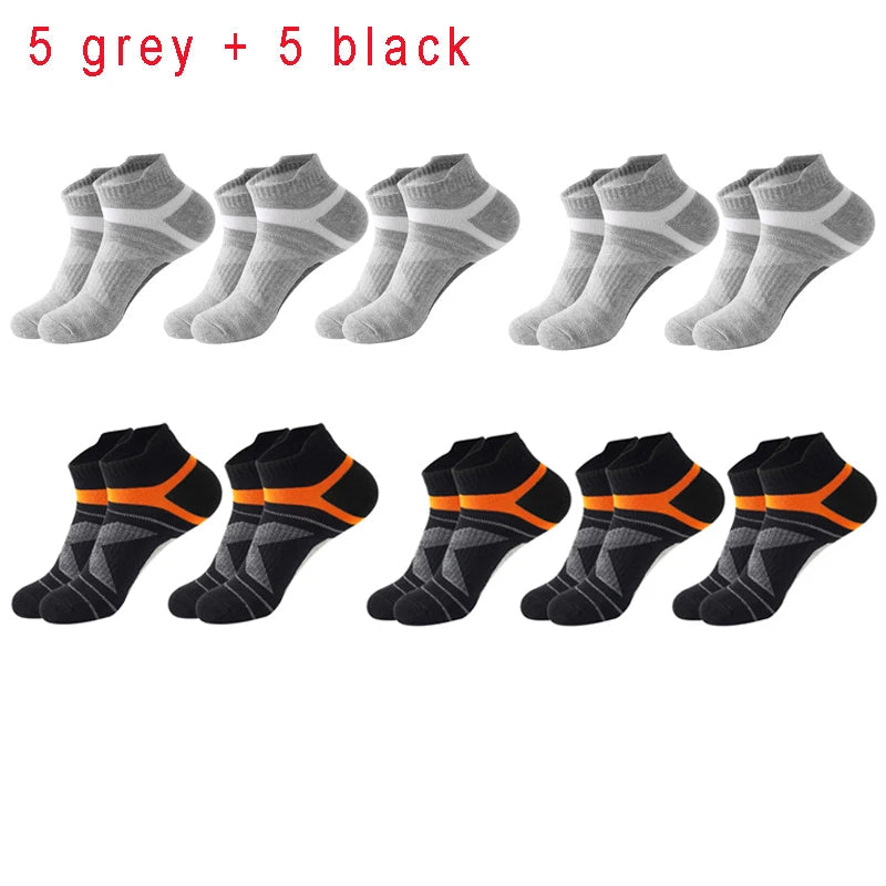 5 Pairs High Quality Socks Men Summer Outdoor Casual Cotton Socks Short Breathable Black Ankle Socks Run Sports Socks Size 38-45 Quick Pick Grocers