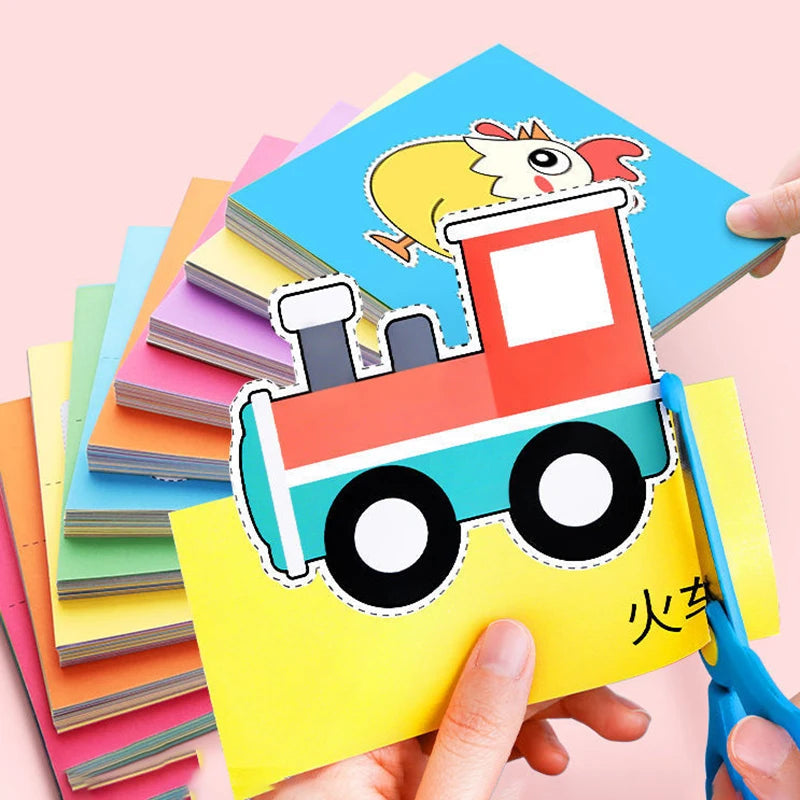 96Pcs Fun Paper Cutting Set, Paper Cutting, Paper Art, Scissors Skill Activity Paper Cutting Book, Children's Scissors Craft Kit, with a Pair of Child-Safe Scissors, Creative Games, Safe Scissors, Paper Art, Creative Playtime Quick Pick Grocers