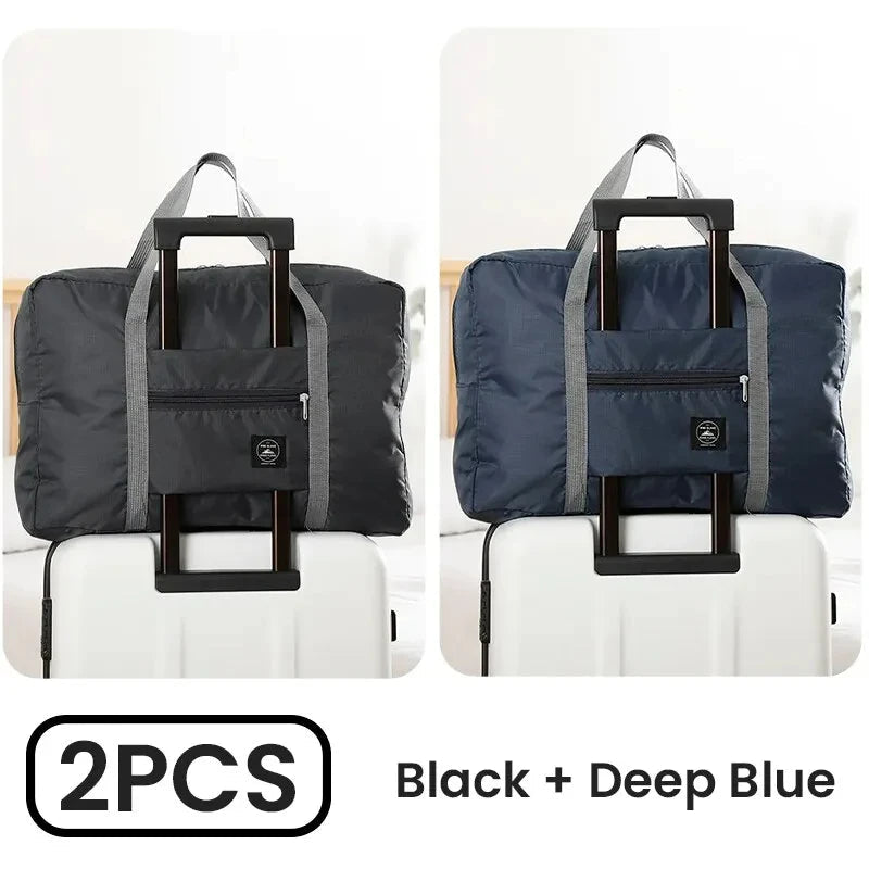 2 Pack Foldable Travel Duffel Bag for Airlines Carry on Bag Weekender Overnight Hospital Tote Bag Gym Duffel Bag Women Men Quick Pick Grocers