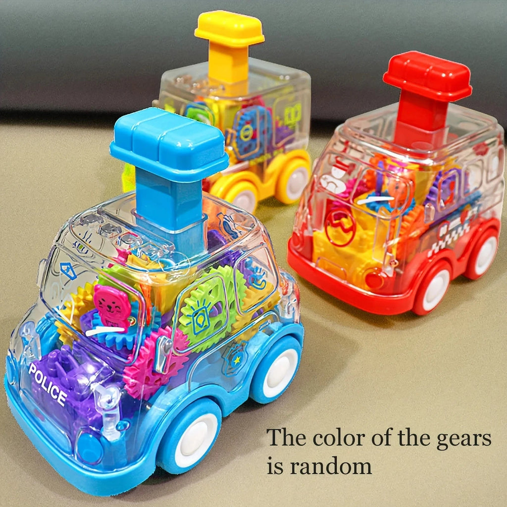 Baby Toy Cartoon Press Gear Car Toy Lnertia Pull-back Transparent Car Inertia Rebound Car Birthday Gifts for Kids Boys and Girls Quick Pick Grocers