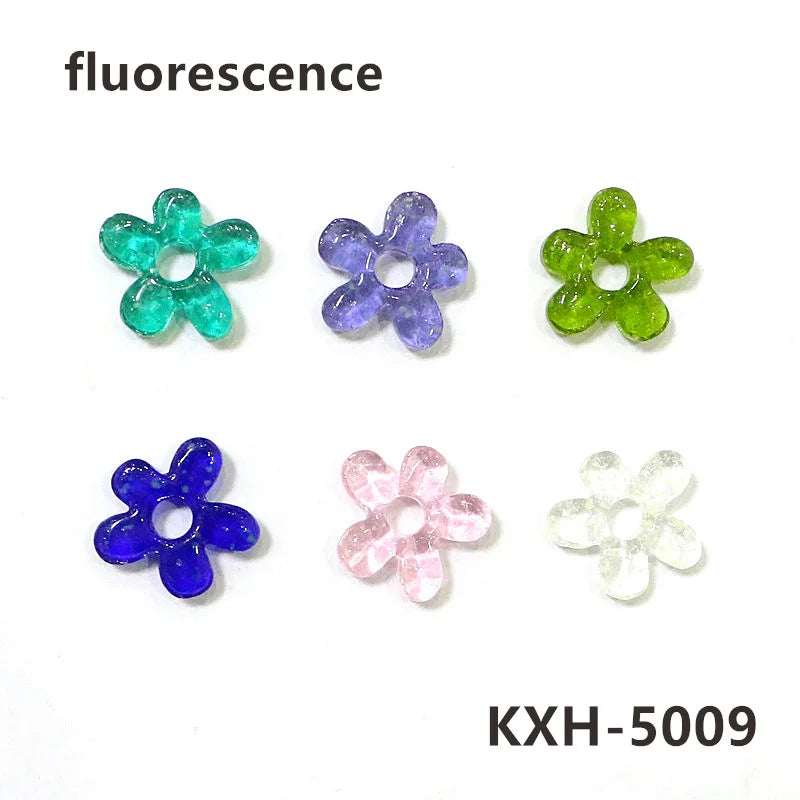 6pcs Irregular Shape Cute Mini Glass Flower Ornament Christmas Wedding Party Decor Supplies DIY Girl Jewelry Pendant Accessories Quick Pick Grocers