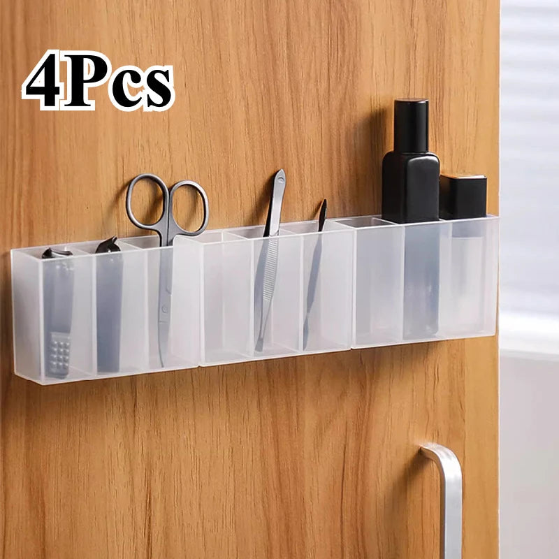 Mini Storage Box 3-Grid Plastic Makeup Brush Lipstick Storage Multi-Functional Desk Organizer for Home Kitchen Bathroom Econic Blanks