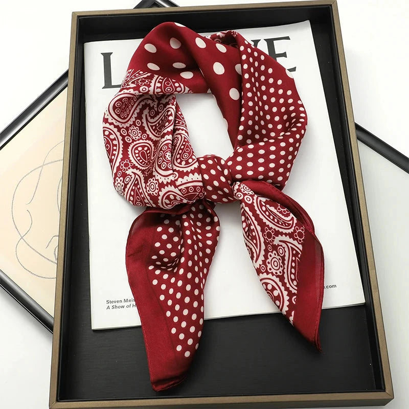 Luxury Print Satin Silk Square Scarf for Women Shawl Hijab Neckerchief Female Hair Ribbon Headband Fashion Wrap Bandana 2023 New Econic Blanks