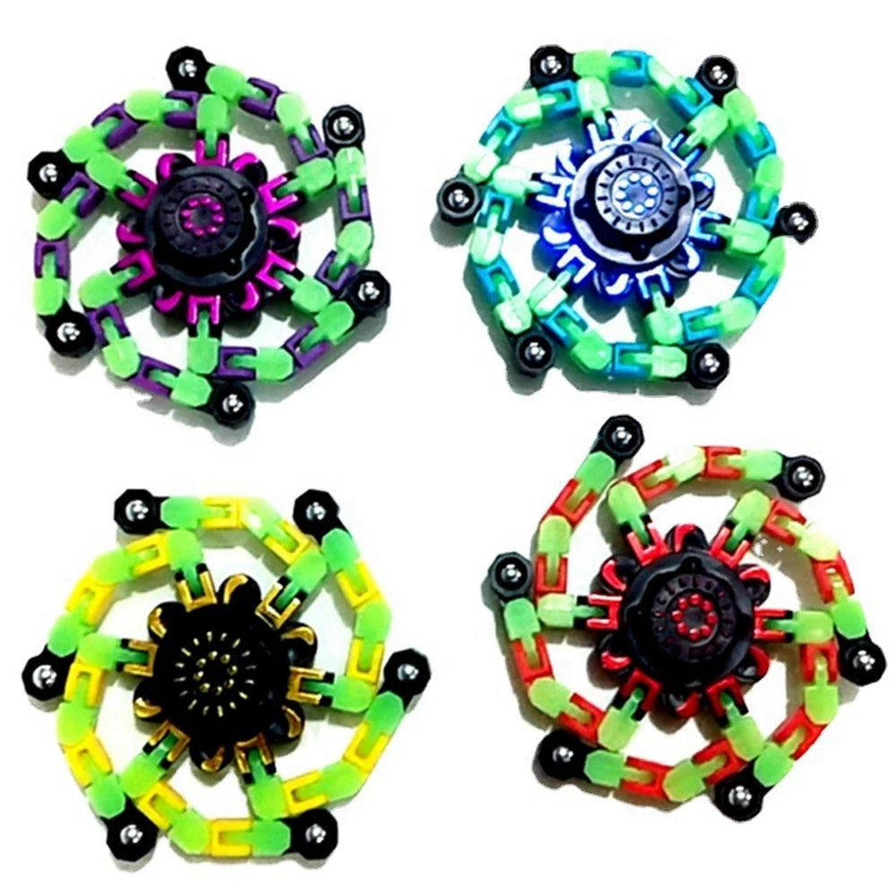 4Pcs Fidget Spinners Glow in The Dark Fingertip Gyro DIY Deformable Robot Funny Sensory Toys Decompression Spinner Party Favors Econic Blanks