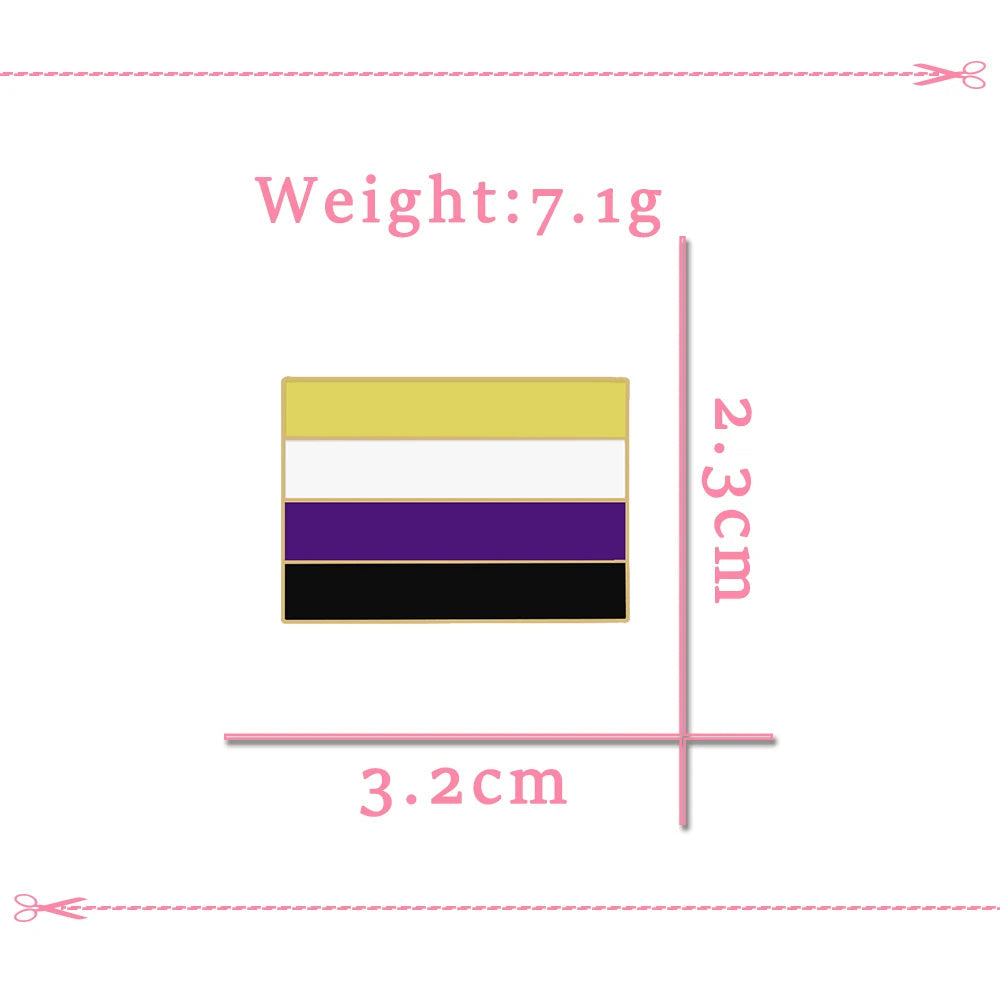 Asexual Gay Lesbian Enamel Brooches LGBT Pride Non-binary Trans Backpack Badge Rainbow Rectangle Lapel Pin Jewelry Friends Gifts Quick Pick Grocers