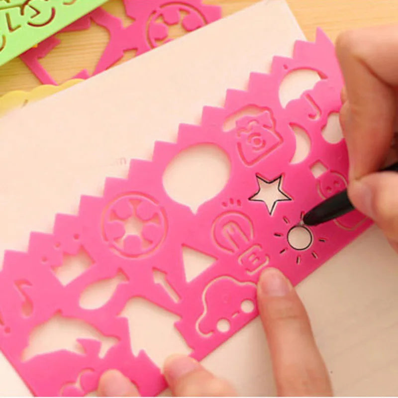 4PCS Kids Drawing Toys Painting Template Board Plastic Ruler Art Craft Juguetes Learning Draw Educational Toys For Children Gift Econic Blanks