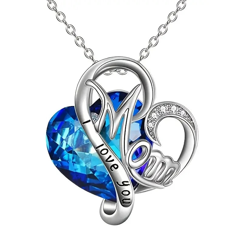 Huitan Mother's Day Necklace for Mom Luxury Trendy Craved Pendant Necklace Pink Flower Aesthetic Neck Accessories Love Jewelry Quick Pick Grocers