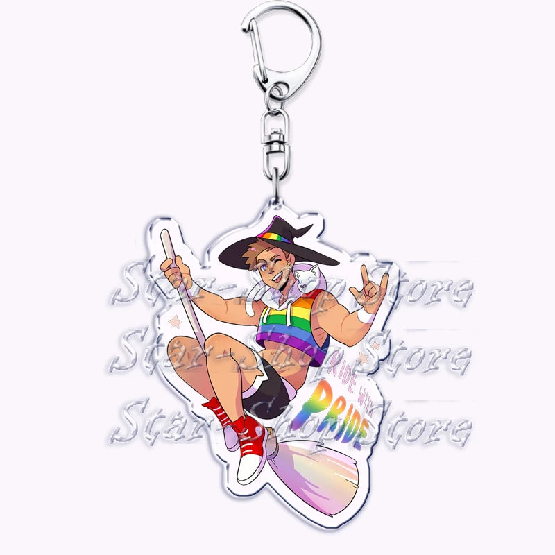 Cute Lgbt Halloween Keychain for Accessories Bag Gay Pride Lgbtq Spooky Ghost Lesbian Keyring Jewelry Rainbow Fans Friends Gifts Quick Pick Grocers
