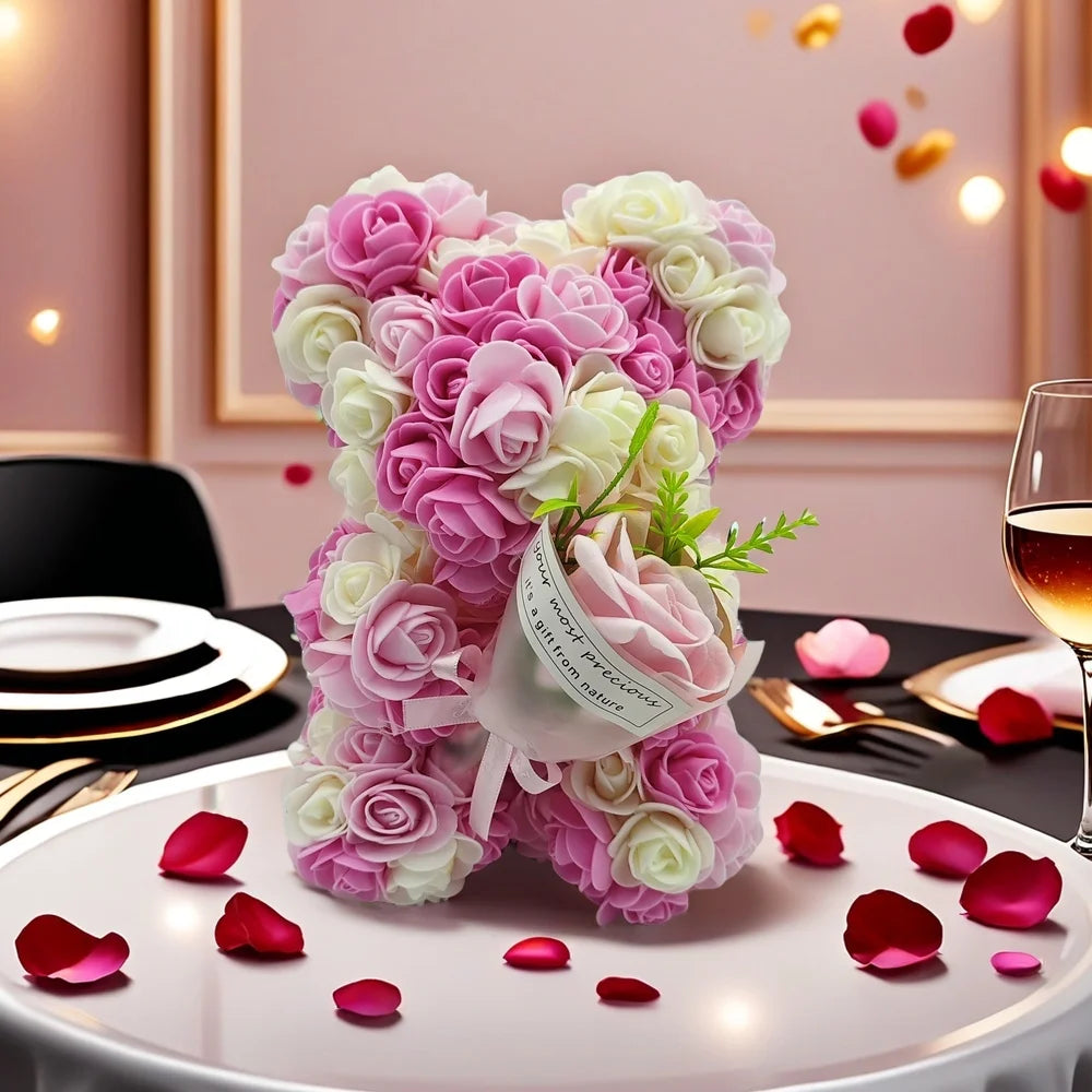 1 Piece Artificial Rose Bear with Hand Corsage, Artificial Rose Bear Birthday Gift, Valentine's Day, Wedding Mother's Day Quick Pick Grocers