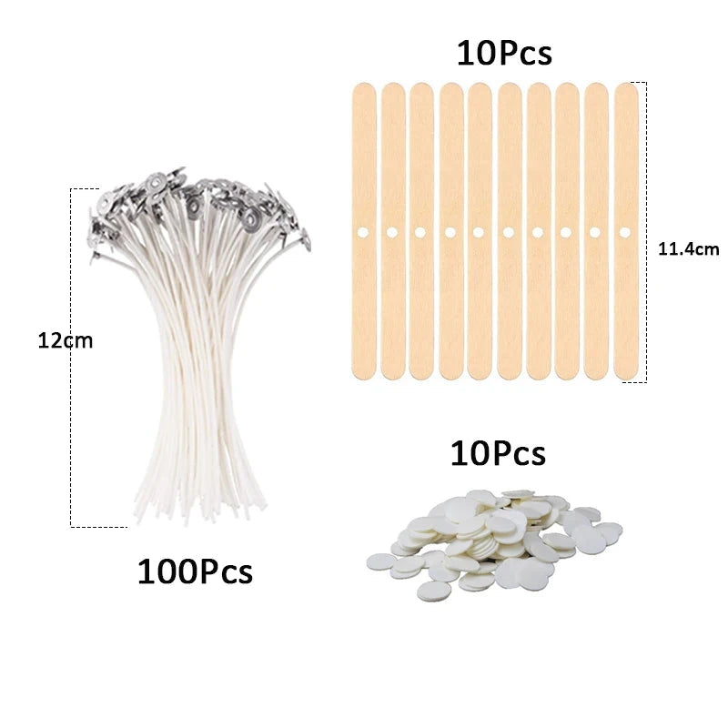 120Pcs Waxed Cotton Candle Wicks with Stand Original Smokeless Candle Wick for DIY Candle Silicone Mold Candle Making Supplies Econic Blanks