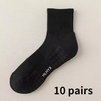 10pairs HLHYX Socks Men's Cotton Deodorant Winter Towel Bottom with Mid-tube White Stockings Thickened Sports Basketball Socks Quick Pick Grocers