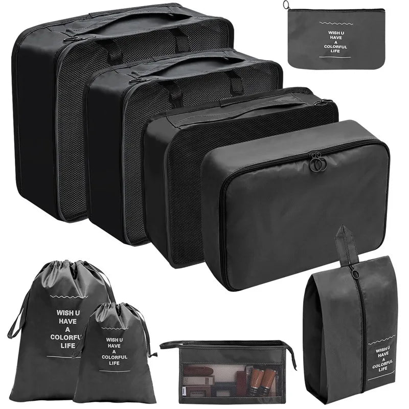 7/8/9/10 Pcs Set Travel Organizer Storage Bags Suitcase Packing Cubes Set Cases Portable Luggage Clothes Shoe Tidy Pouch Folding Econic Blanks