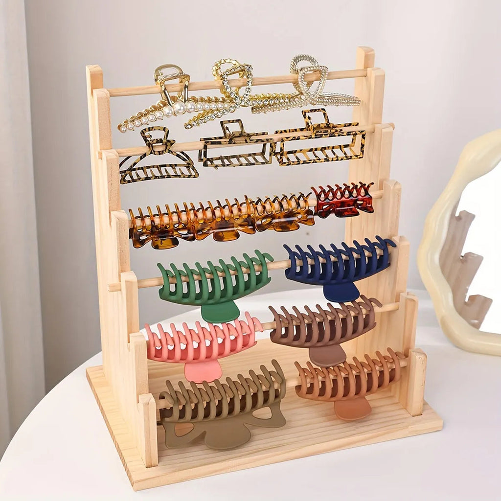 Vintage wooden bracelet storage rack, stepped bead display rack, jewelry storage rack, watch hair clip and headband display rack Quick Pick Grocers