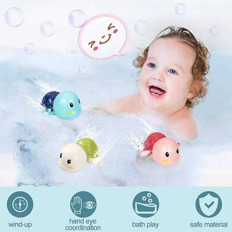 Baby Bath Toys Bathing Cute Swimming Turtle Whale Pool Beach Classic Chain Clockwork Water Toy For Kids Water Playing Toys Quick Pick Grocers