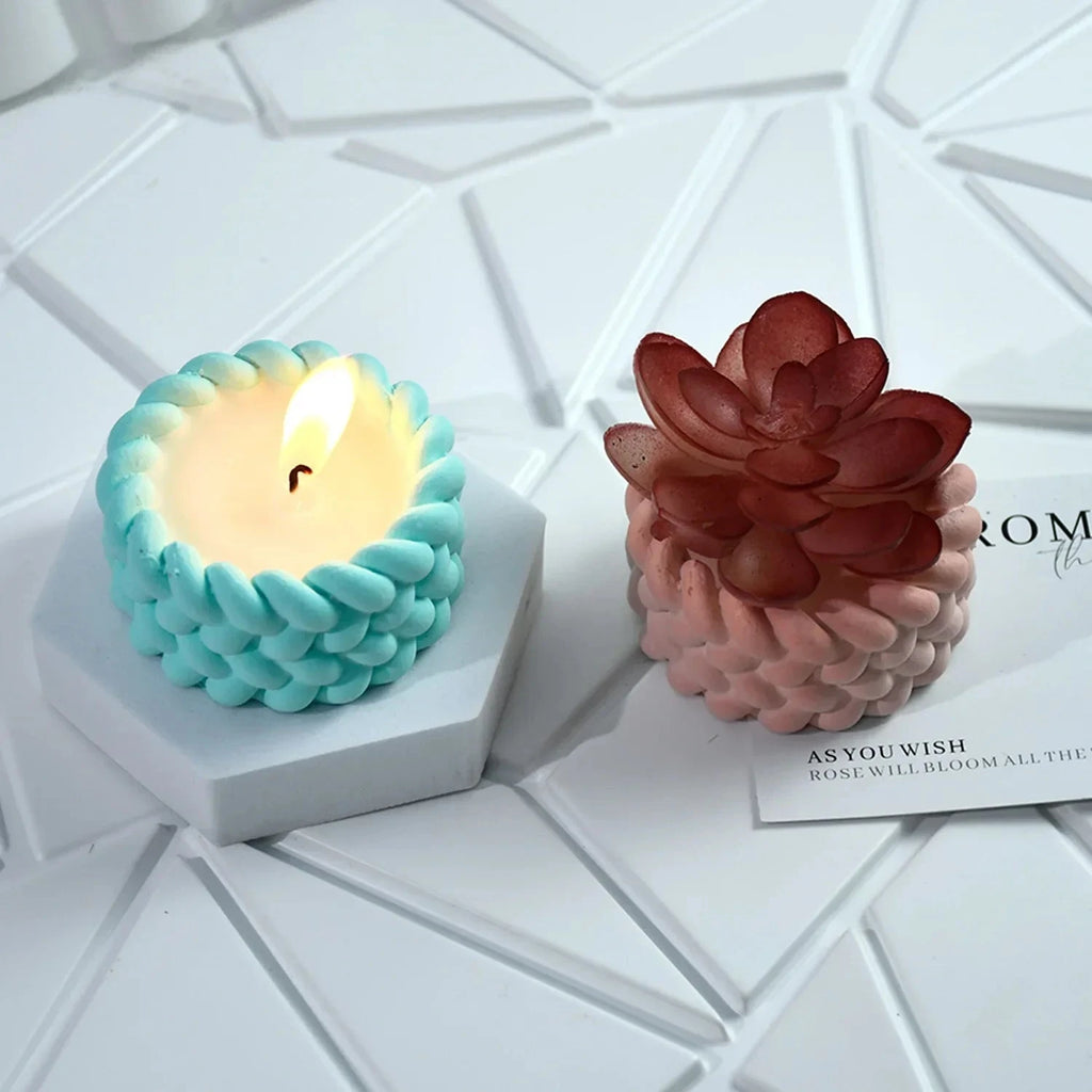Hemp Rope Candle Cup Silicone Mold DIY Succulent Flower Pot Home Decor Molds Cement Gypsum Resin Clay Craft Storage Box Mould Econic Blanks