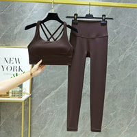TRY TO BN Women's Tracksuit Yoga Sets Fitness Leggings Sports Bra Naked Sportwear Breathable Workout Two Pieces Suit Gym Clothes Quick Pick Grocers