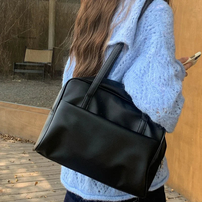 Portable Texture Tote Bag for Women, Shoulder Underarm Bag, Commuting Bag, Large Capacity, Niche Design, Autumn Winter Handbags Quick Pick Grocers