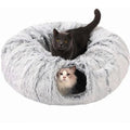 Winter New Arrival Plush Cat Tunnel Bed Foldable Two-in-One round Warmth Pet Nest Thickened Cozy Cuddly Cat Hideaway Quick Pick Grocers