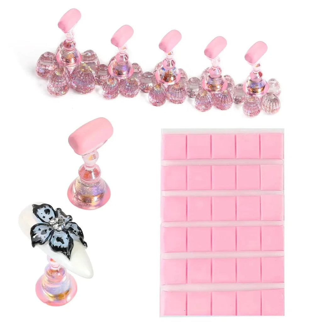 5/30pcs/Set Magnetic Nail Holder False Nail Tip Practice Stand Crystal Base Holder Nail Art Display For Art Salon DIY & Practice Econic Blanks