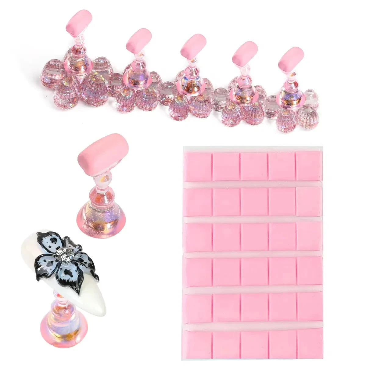 5/30pcs/Set Magnetic Nail Holder False Nail Tip Practice Stand Crystal Base Holder Nail Art Display For Art Salon DIY & Practice Econic Blanks