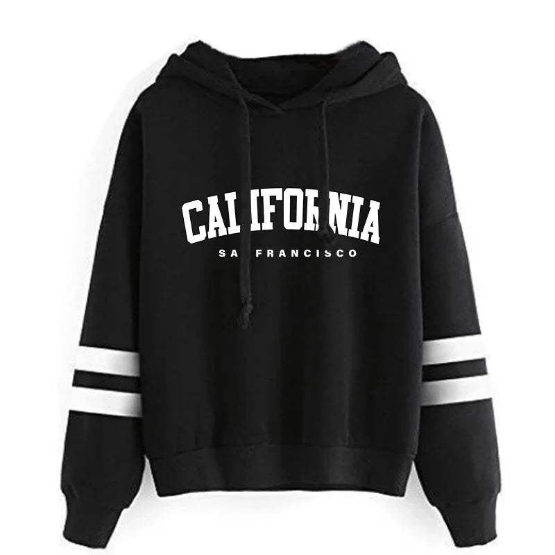 California Womens Tracksuit Casual Stripe Versatile Hooded Sweatshirt or Pants or Suit Simplicity Hot Sales Street Outfits S-3XL Quick Pick Grocers