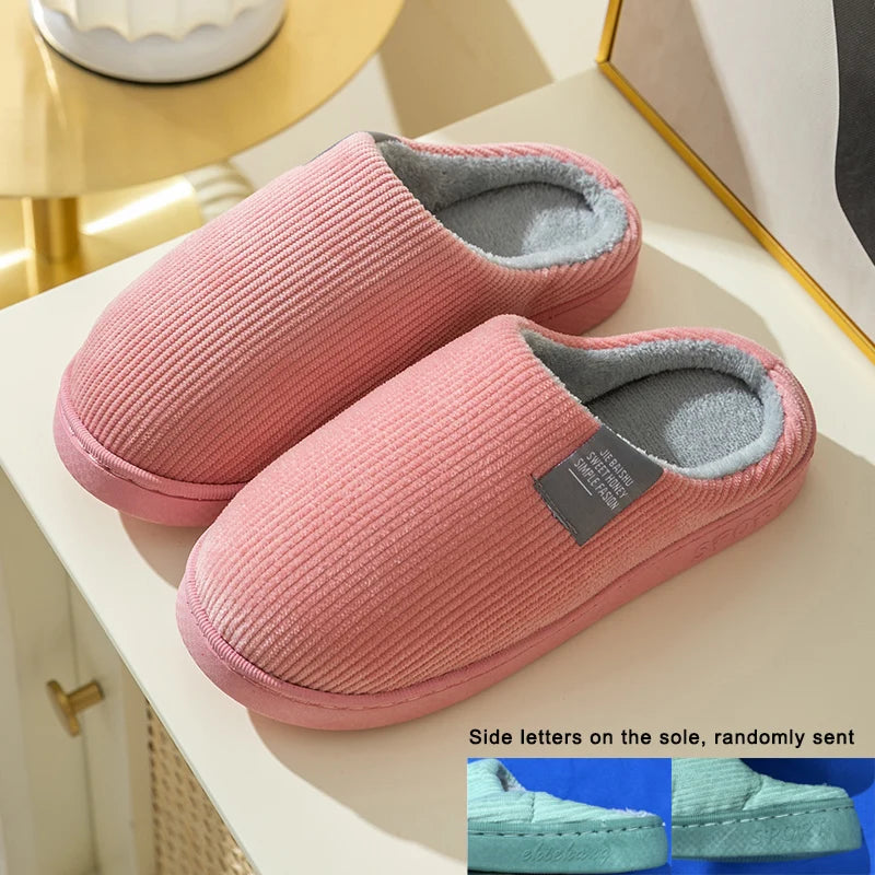 Thick Sole Home Indoor Outside Men And Women Couples Winter Household Warm Fluffy Slippers High Heels Plush Cotton Shoes Ladies Purest Peak