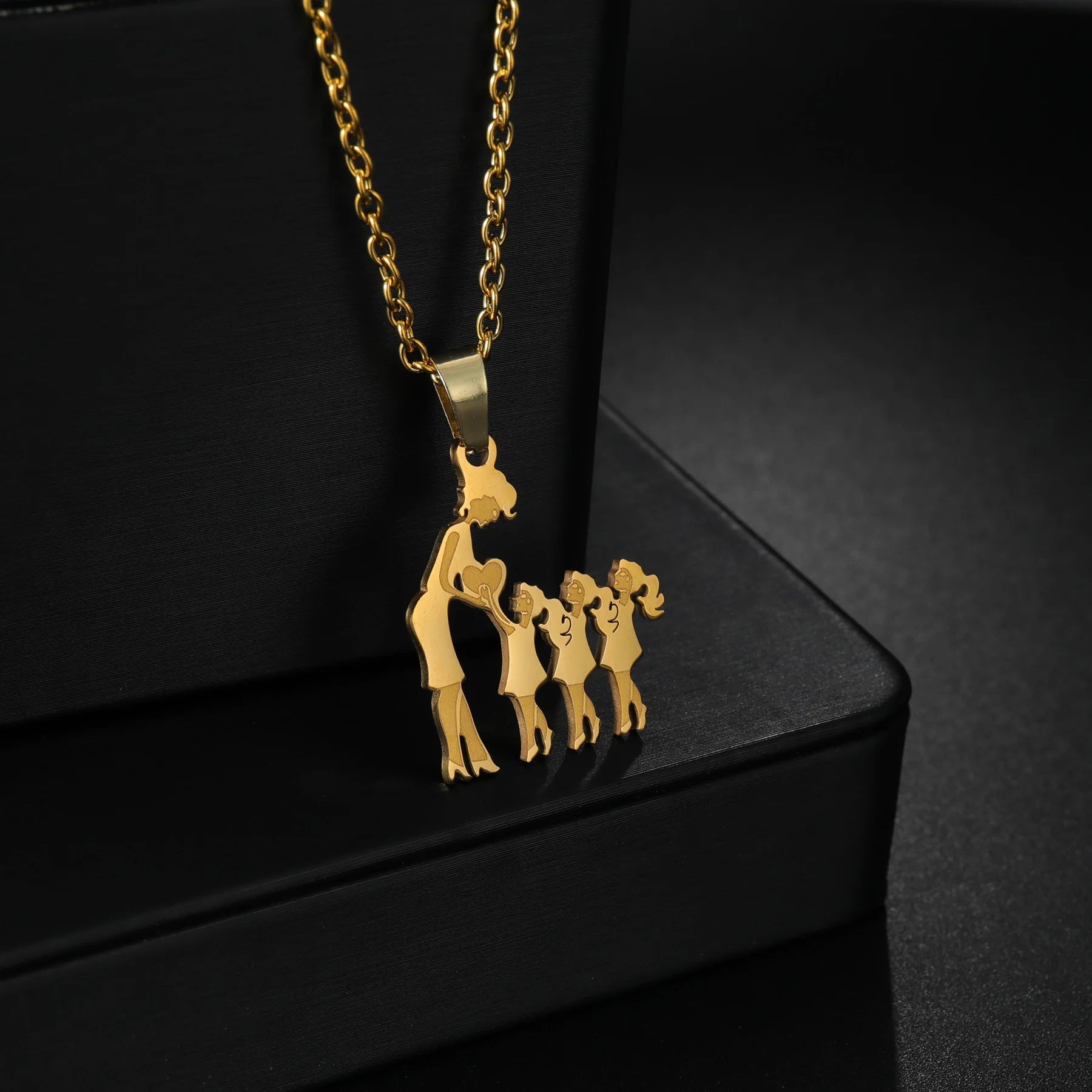 Girls Boy Children Stainless Steel Family Necklaces Mama Pendants Necklace Birthday Gifts For Women Jewelry Mother's Day Jewelry Quick Pick Grocers