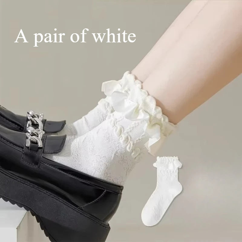 Short Lace Socks Ballet Lace Lace Tie Women Boat Sock Anti slip Bow Short Sock Girls Japanese Mary Jane Ballet Shoes Socks Quick Pick Grocers